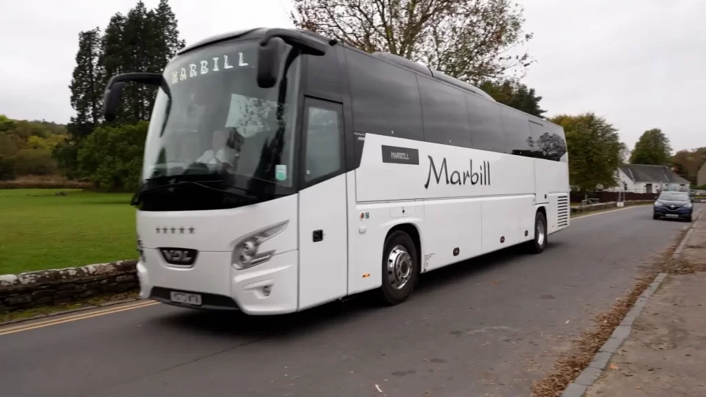 Shot of a coach on a quiet village street